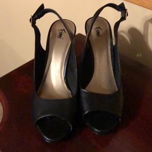 Leather sling back heels